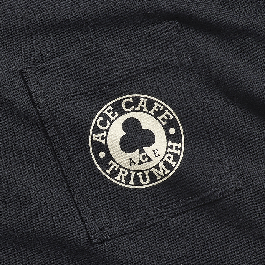 Official Triumph x Ace Cafe Pocket Logo Graphic Black T-shirt